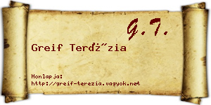 Greif Terézia névjegykártya